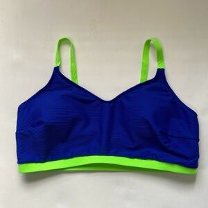Blue and neon green swim top
